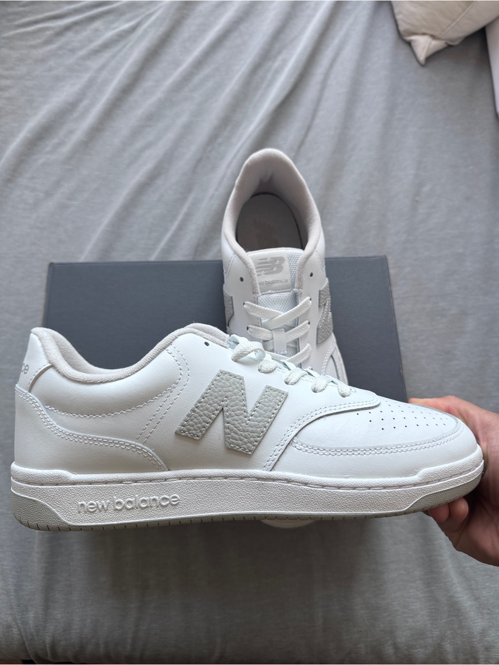 New Balance Men’s White Leather Low-Top Sneakers